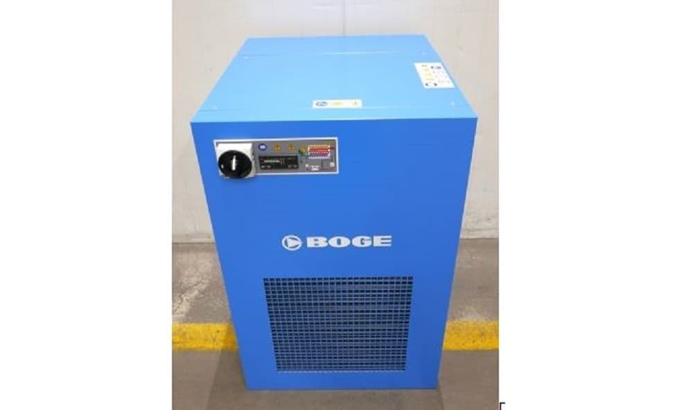 BOGE blue refrigerant dryer with control panel, designed for efficient air treatment in industrial settings.