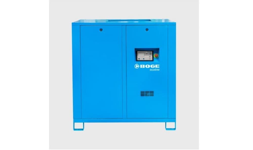 Blue BOGE ecoline air compressor with digital control panel, designed for efficient and reliable compressed air solutions.