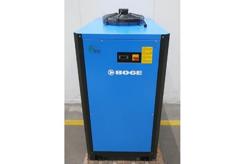 BOGE blue refrigerant dryer with control panel, designed for efficient air treatment in industrial settings.