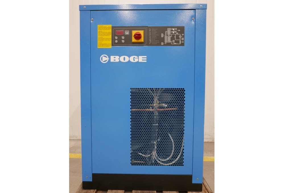 BOGE blue refrigerant dryer with control panel, designed for efficient air treatment in industrial settings.