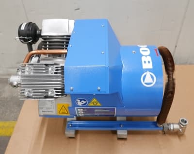 BOGE air compressor unit with blue casing, showcasing robust design and advanced technology for efficient compressed air solutions.