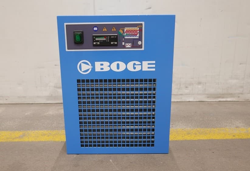 BOGE blue refrigerant dryer with control panel, designed for efficient air treatment in industrial settings.