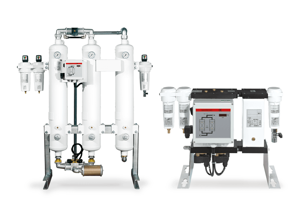 BOGE Adsorptionstrockner DASZ-P-2 anschlussfertig inklusive Trockner, zwei weiße Einheiten nebeneinander