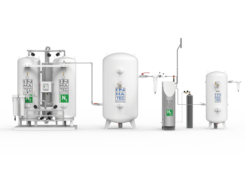 Stickstofferzeugungsanlage von BOGE mit Behaeltern, Generator und Wasserstoff-Katalysator