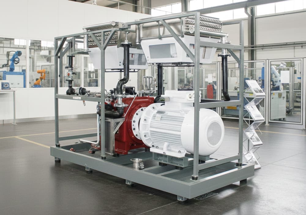 Abbildung einer Druckluftanlage als Sonderloesung in rot und weiß