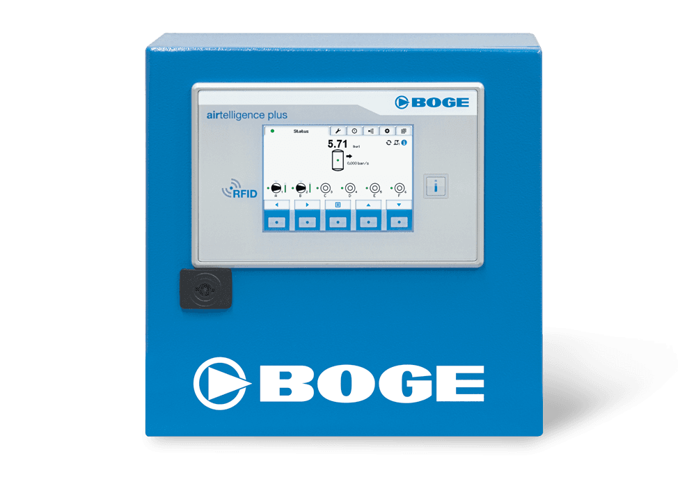 BOGE Verbundsteuerung airtelligence plus mit Touchscreen und Messdaten