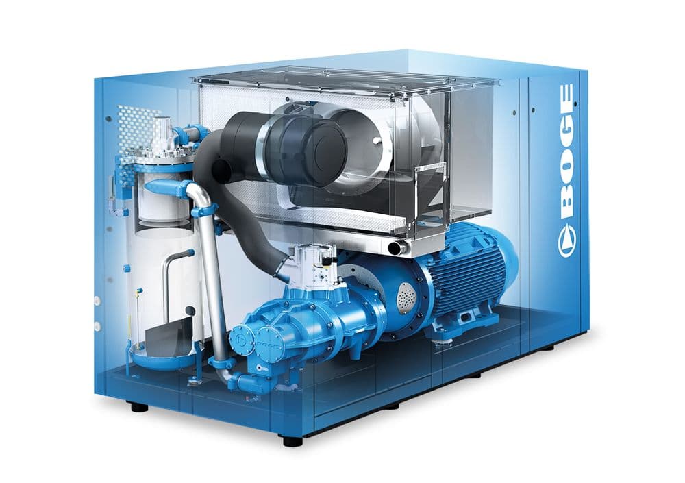 BOGE ölgeschmierter Schraubenkompressor innensicht von einer großen S 4