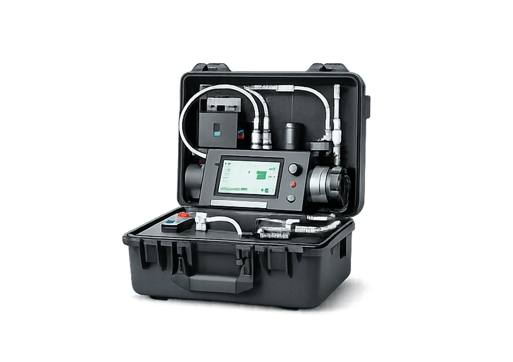 Druckluftmessungsgeraet innerhalb eines Koffers