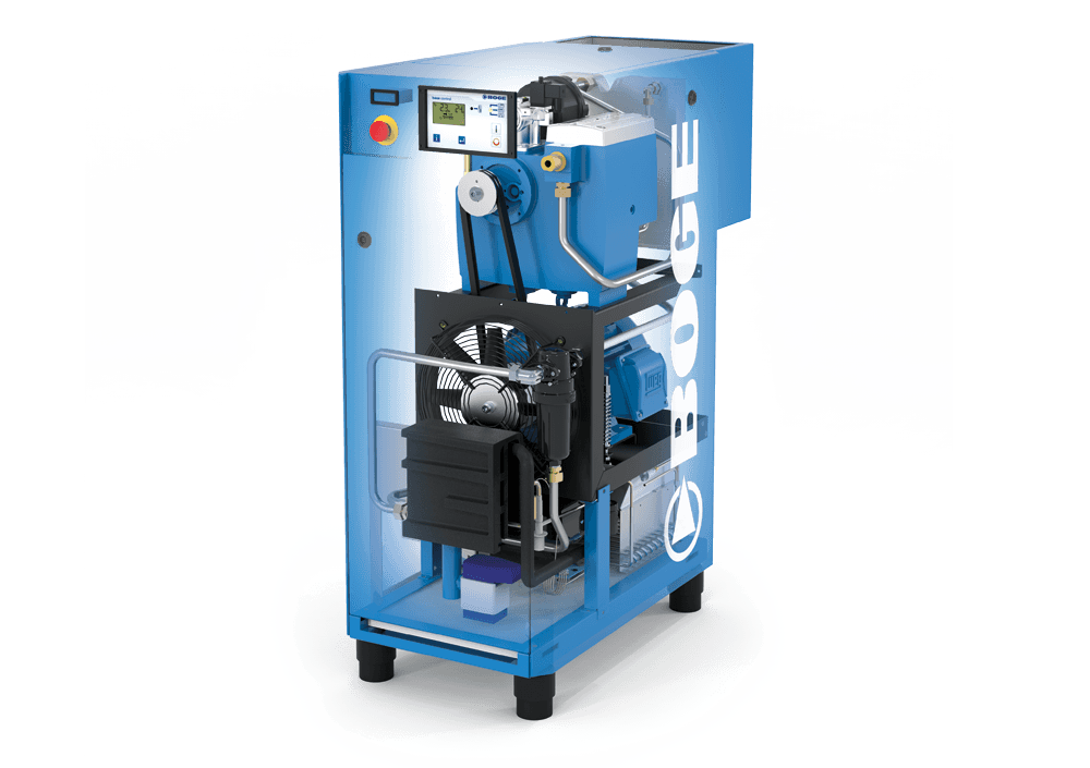 BOGE oelgeschmierter Schraubenkompressor C-Baureihe Innensicht