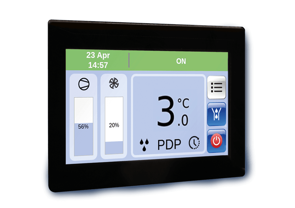 Steuerungs-Display zur Effizienzkontrolle des BOGE Kältetrockners DT-Baureihe
