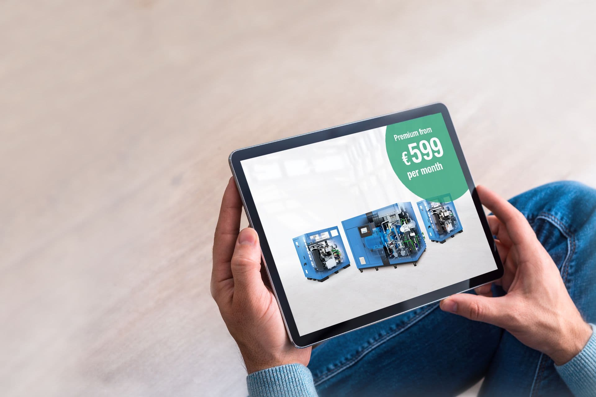 BOGE Ratenkaufangebot auf einem Tablet abgebildet