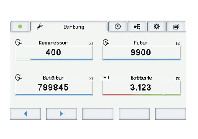 Wartungsanzeige der BOGE Kompressorsteuerung focus control 2.0