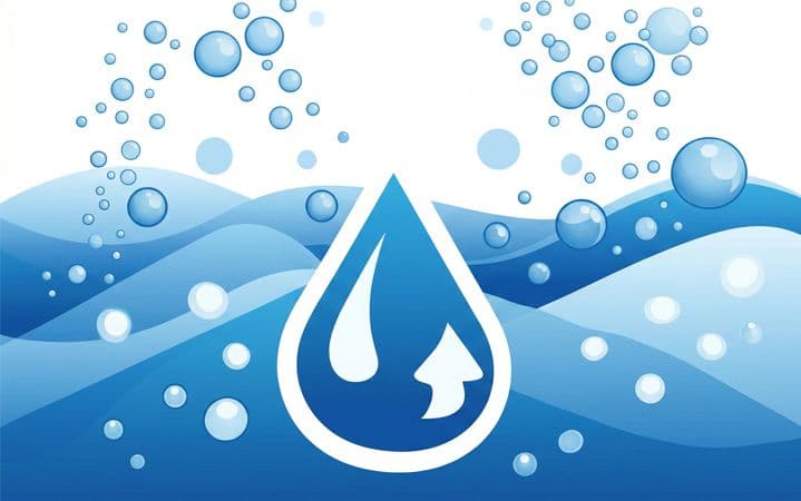 Grafik zur Beschreibung der Drucktaupunktmessung in Form eines Wassertropfens vor Wellen