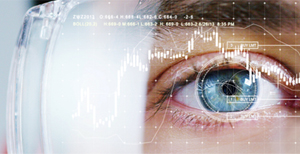 BOGE Analytics Menschliches Auge mit Datenbrille